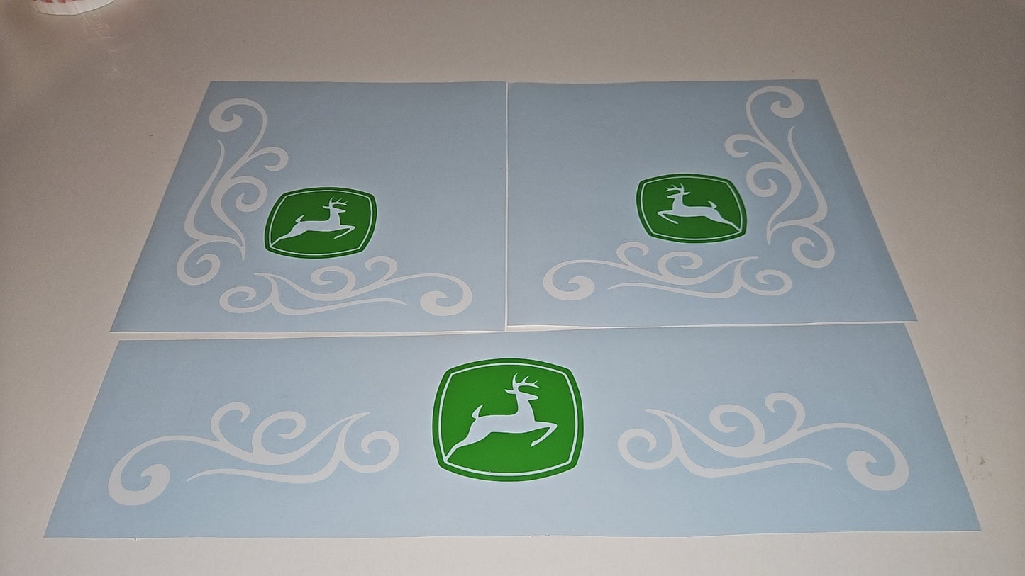 Green John Deere corner swirls + Free back window swirl