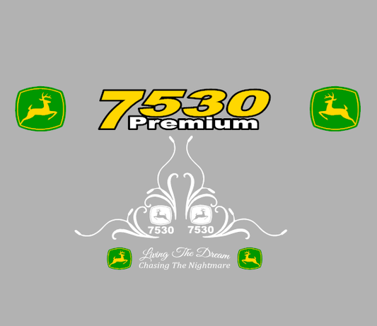 7530 premium sticker with corner swirls and living the dream sticker